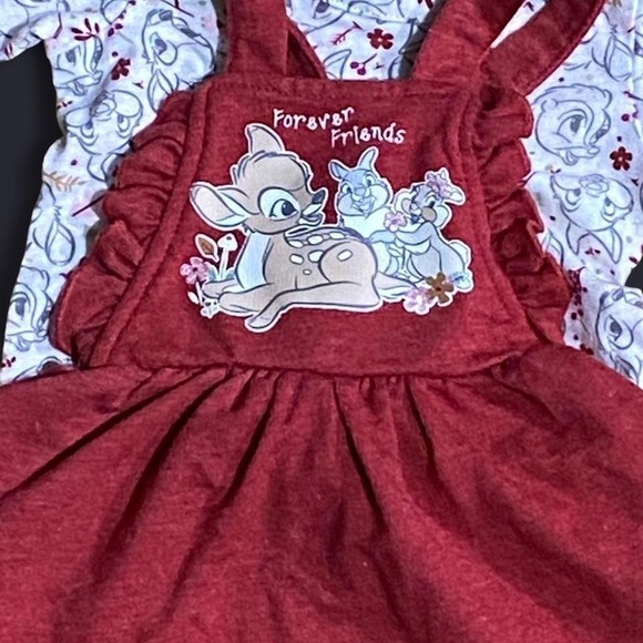 Disney "Bambi" Baby Girl Red white blue Thumper jumper 2 piece dress 0-3 Months - Picture 5 of 5